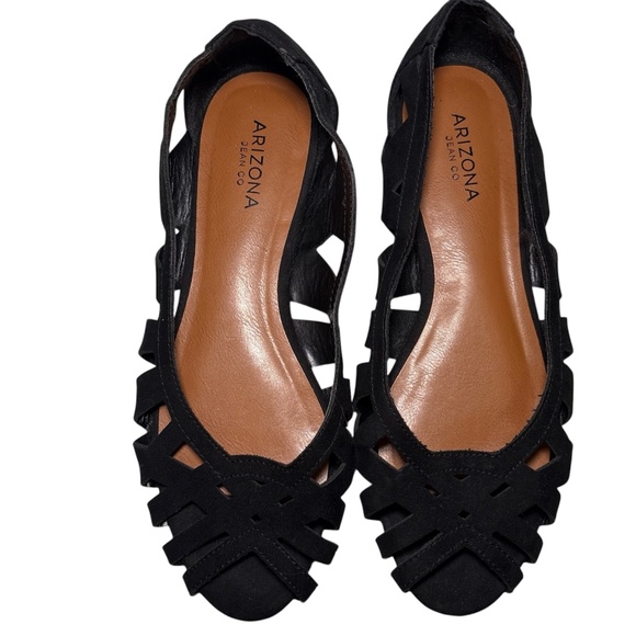 Arizona Jean Company Women's Ballet Flat Sandal Black Suede Size 9 Slip On - Picture 1 of 5